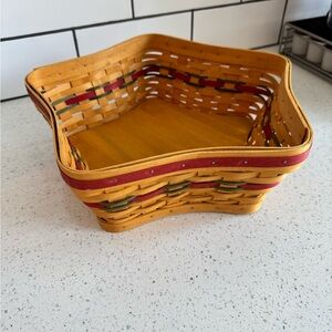 Longaberger Brown With Red And Green Accents Basket